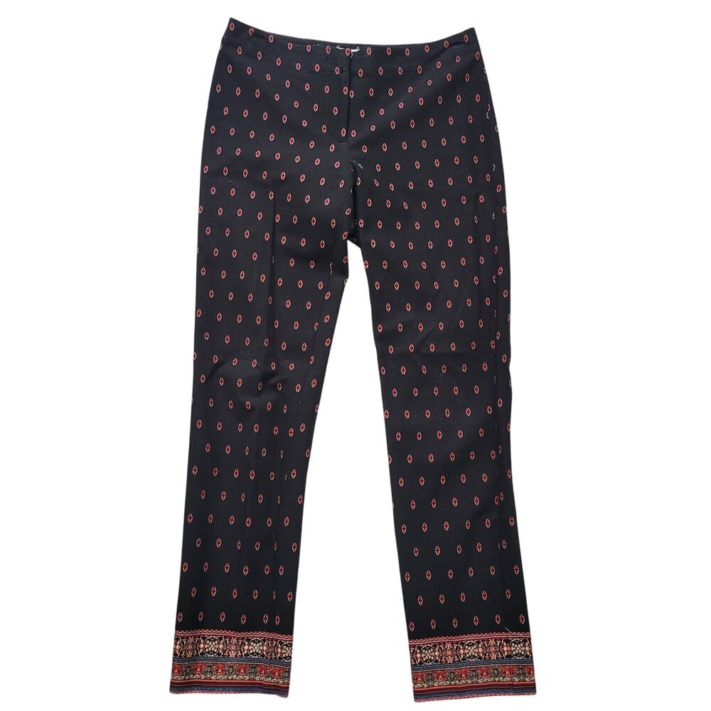 J. Jill Size 4 Premium BiStretch Geometric Slim Leg Ankle Design Dress Pants